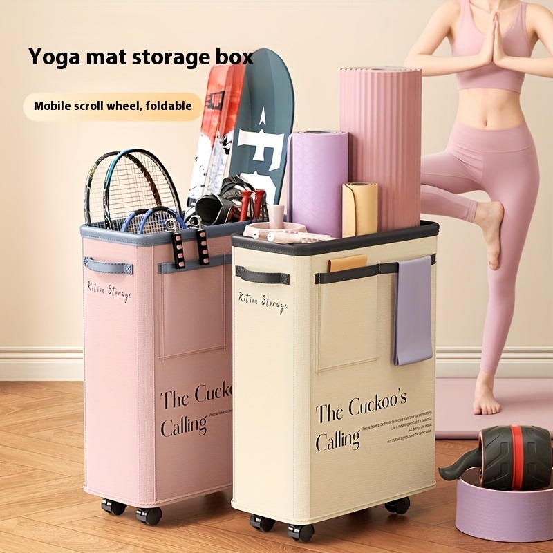 Yoga Fitness Wheel - Yoga Mat Storage Basket with Wheels,