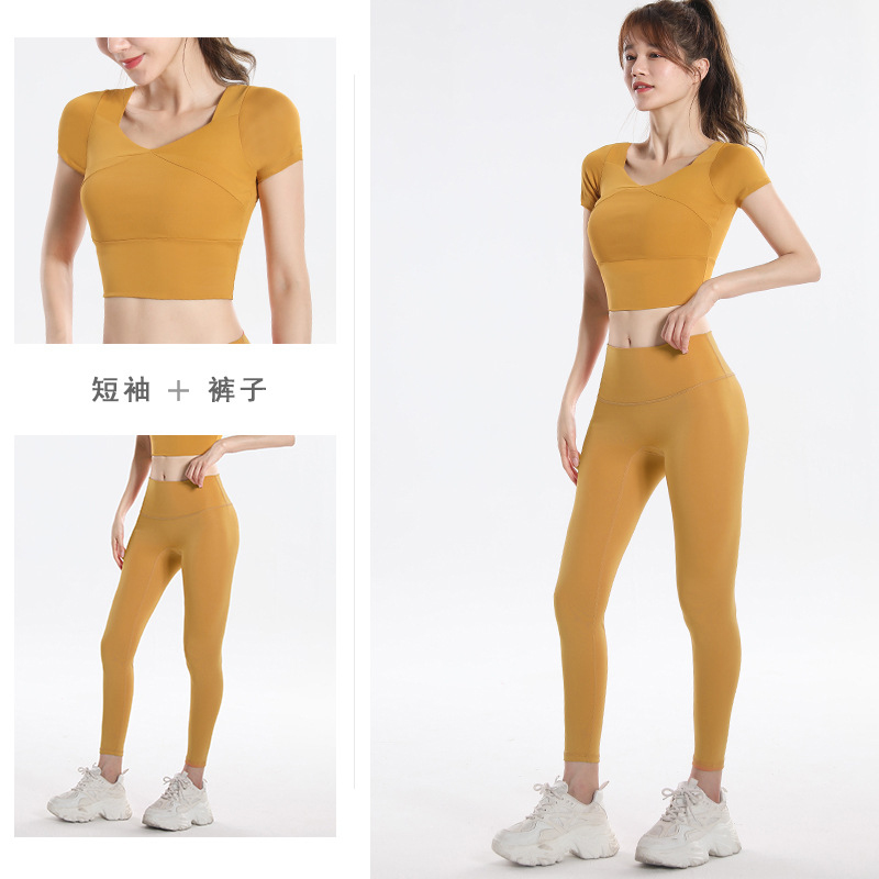 Quick Dry Set Sports Top With  - Fitness Yoga 评论和价格