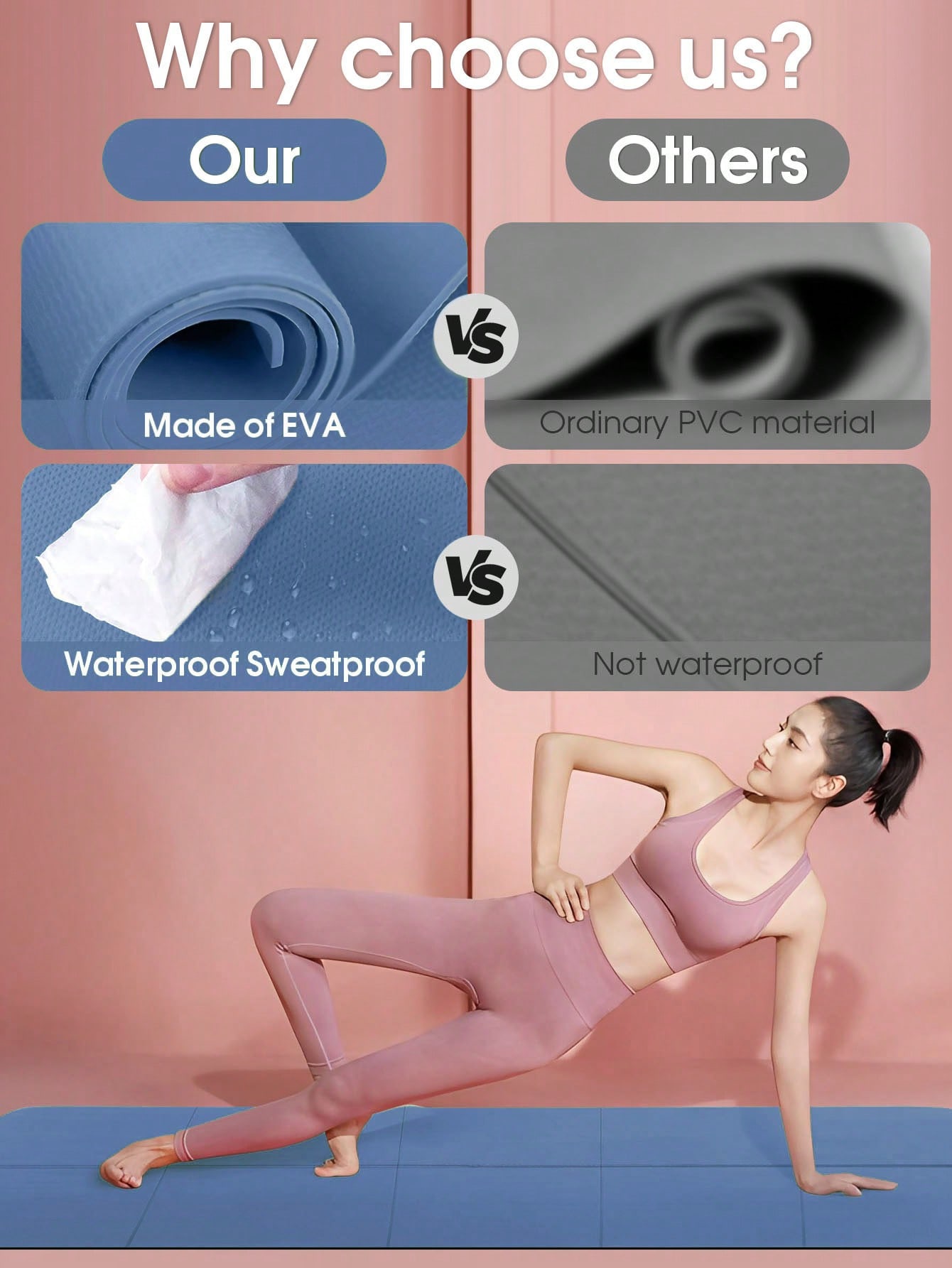 Foldable Yoga Mat Dark Blue Ec - Thick Yoga Mat 评论和价格